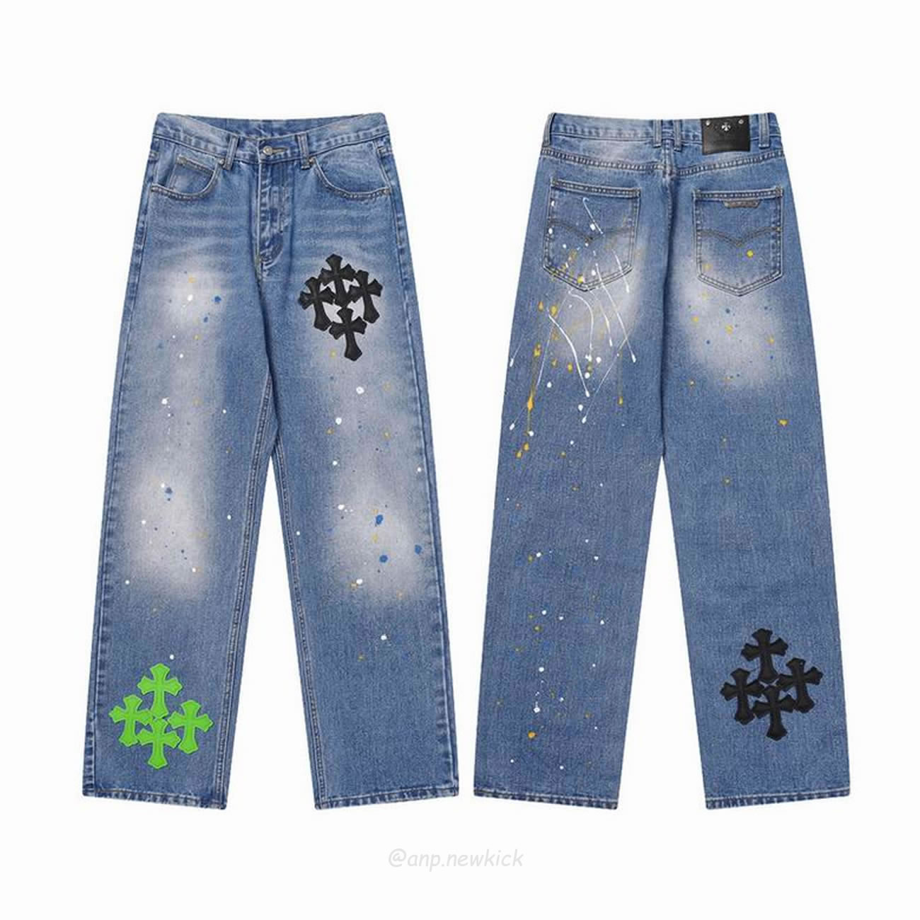Chrome Hearts Blue Speckle Jeans Cross (1) - www.newkick.org